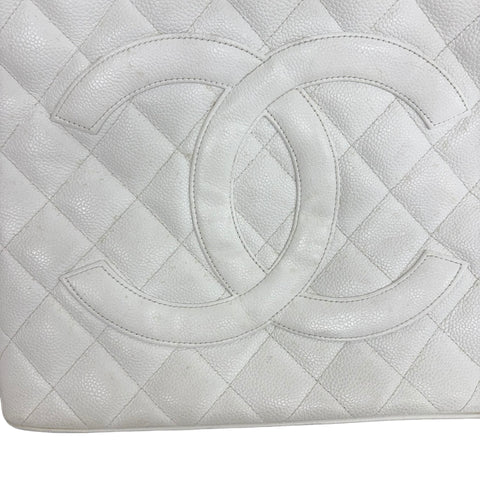 【中古】 CHANEL シャネル 復刻TOTE BAG 復刻トートバッグ トートバッグ 5番台(1994年) ホワイト キャビアスキン 中古 USED バッグ