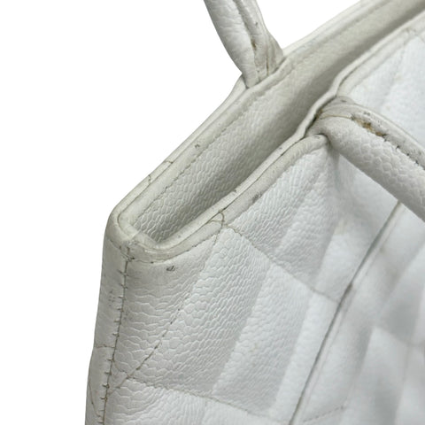 【中古】 CHANEL シャネル 復刻TOTE BAG 復刻トートバッグ トートバッグ 5番台(1994年) ホワイト キャビアスキン 中古 USED バッグ