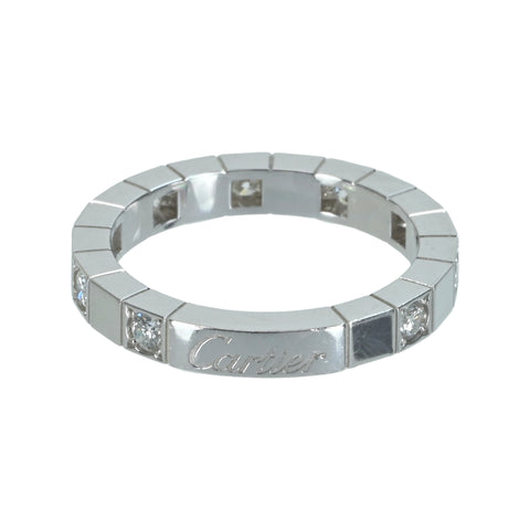 【中古】CARTIER カルティエ K18WG ラニエール ハーフダイヤモンドリング #53 5.5g