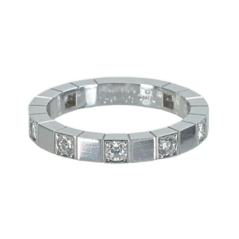 【中古】CARTIER カルティエ K18WG ラニエール ハーフダイヤモンドリング #53 5.5g