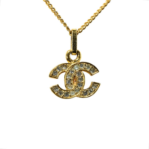 【中古】 CHANEL シャネル COCOMARK RHINESTONE NECKLACE ココマーク ラインストーン ネックレス ヴィンテージ 小物 GP 中古 GOLD SALE セール