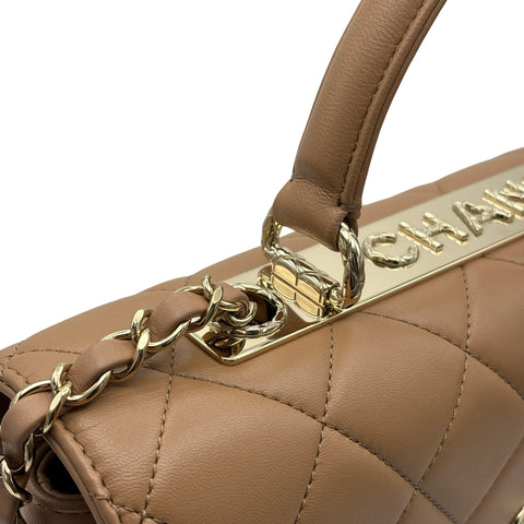 【中古】 CHANEL シャネル TRENDY CC BAG トップハンドル バッグ ハンドバッグ ランダム番(2021年～) ベージュ系 ラムスキン 中古 USED バッグ