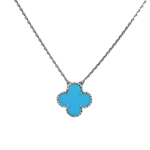 【中古】Van Cleef＆Arpels ヴァンクリーフ＆アーペル K18WG ヴィンテージアルハンブラ ターコイズ ネックレス 5.8g