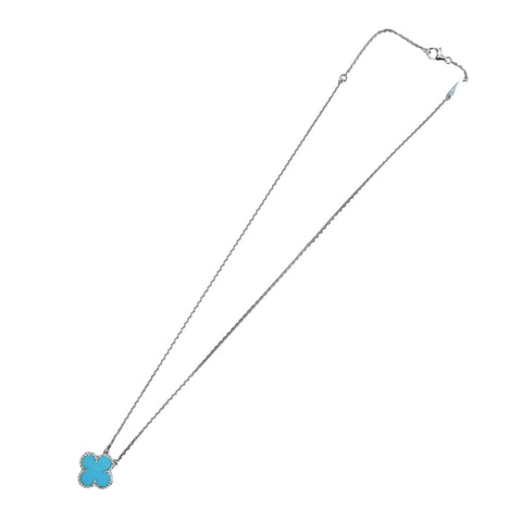 【中古】Van Cleef＆Arpels ヴァンクリーフ＆アーペル K18WG ヴィンテージアルハンブラ ターコイズ ネックレス 5.8g