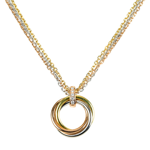 【中古】CARTIER カルティエ K18 スリーカラーゴールド トリニティネックレス 16.7g