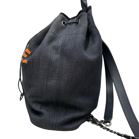 【中古】 CHANEL シャネル DEAUVILLE ドーヴィル バックパック 23番台(2016年) - デニム・レザー 中古 USED バッグ