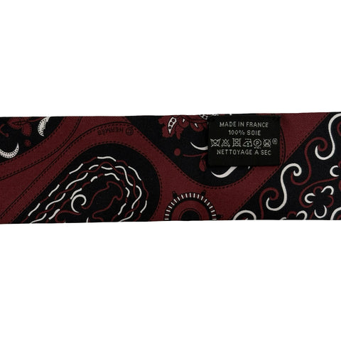 【新品未使用】 Hermes エルメス ツイリー 《アマゾンの祭典・バンダナ》 小物 ブルゴーニュ / 白 / 黒 シルク100% 新品未使用