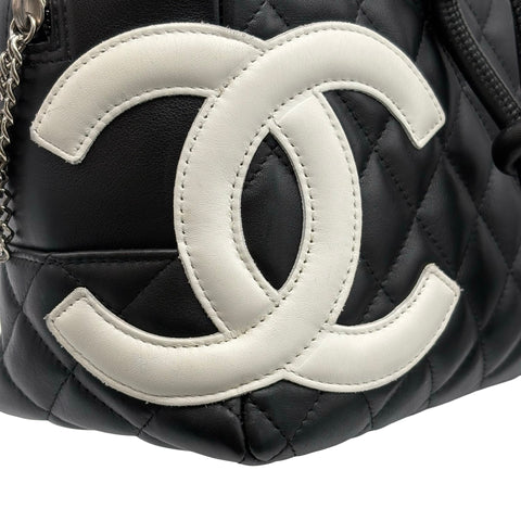【中古】 CHANEL シャネル CAMBON LIGNE BOWLING カンボンラインボーリングバッグ ハンドバッグ 10番台(2005~2006年) ブラック カーフスキン 中古 USED バッグ