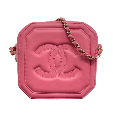 【中古】 CHANEL シャネル SQUARE SHOULDER BAG スクエアショルダーバッグ ショルダーバッグ 29番台(2020年) ピンク ラムスキン 中古 USED バッグ
