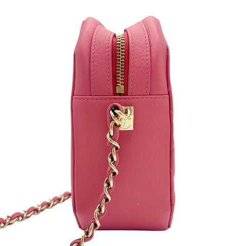 【中古】 CHANEL シャネル SQUARE SHOULDER BAG スクエアショルダーバッグ ショルダーバッグ 29番台(2020年) ピンク ラムスキン 中古 USED バッグ