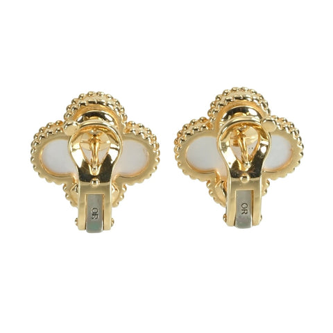 【美品】Van Cleef＆Arpels ヴァンクリーフ＆アーペル K18YG VINTAGE ALHAMBRA EARRINGS ヴィンテージ アルハンブラ イヤリング マザーオブパール ピアス 7.8g