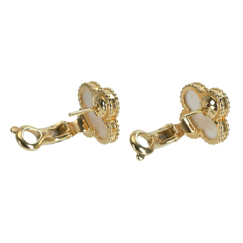 【美品】Van Cleef＆Arpels ヴァンクリーフ＆アーペル K18YG VINTAGE ALHAMBRA EARRINGS ヴィンテージ アルハンブラ イヤリング マザーオブパール ピアス 7.8g