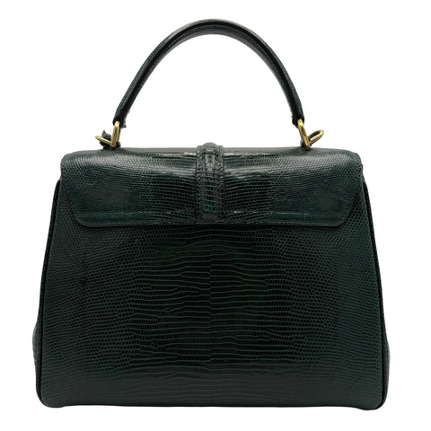 【中古】 CELINE セリーヌ 16 BAG 16(セーズ) ハンドバッグ グリーン リザード 中古 USED バッグ