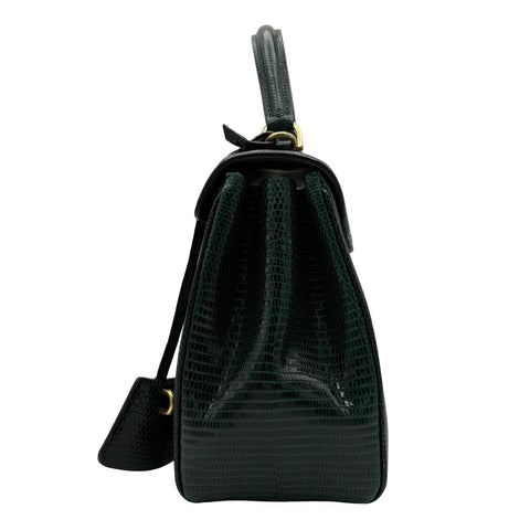 【中古】 CELINE セリーヌ 16 BAG 16(セーズ) ハンドバッグ グリーン リザード 中古 USED バッグ