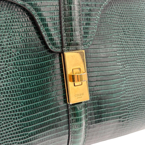 【中古】 CELINE セリーヌ 16 BAG 16(セーズ) ハンドバッグ グリーン リザード 中古 USED バッグ