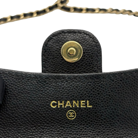【中古】 CHANEL シャネル MATELASSE CHAIN WALLET マトラッセチェーンウォレット チェーンウォレット ランダム番(2021年～) ブラック キャビアスキン 中古 USED バッグ