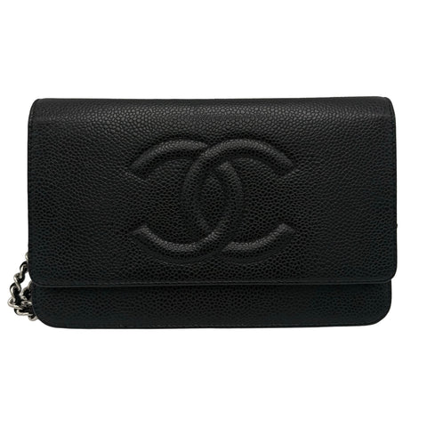 【中古】 CHANEL シャネル CHAIN WALLET チェーンウォレット ショルダーバッグ 19番台(2013~2015年) ブラック キャビアスキン 中古 USED バッグ