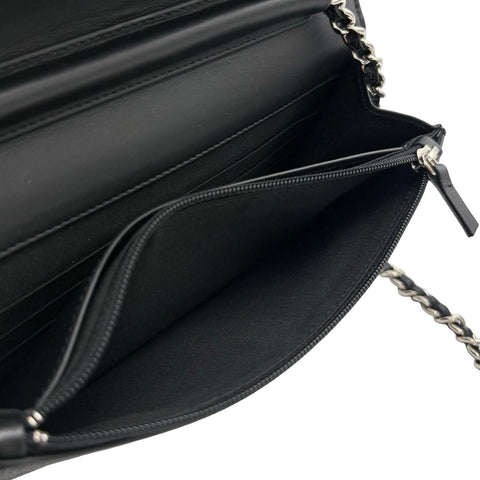 【中古】 CHANEL シャネル CHAIN WALLET チェーンウォレット ショルダーバッグ 19番台(2013~2015年) ブラック キャビアスキン 中古 USED バッグ