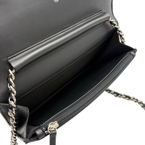 【中古】 CHANEL シャネル CHAIN WALLET チェーンウォレット ショルダーバッグ 19番台(2013~2015年) ブラック キャビアスキン 中古 USED バッグ