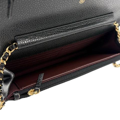 【美品】 CHANEL シャネル CHAIN WALLET チェーンウォレット ショルダーバッグ 27番台(2018~2019年) ブラック キャビアスキン 中古 USED バッグ