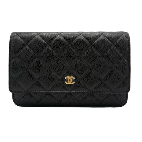 【美品】 CHANEL シャネル CHAIN WALLET チェーンウォレット ショルダーバッグ 27番台(2018~2019年) ブラック キャビアスキン 中古 USED バッグ