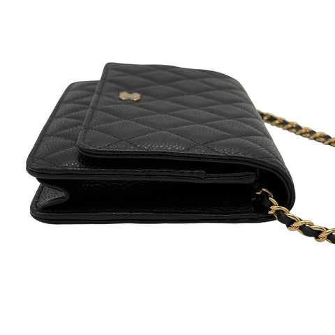 【美品】 CHANEL シャネル CHAIN WALLET チェーンウォレット ショルダーバッグ 27番台(2018~2019年) ブラック キャビアスキン 中古 USED バッグ