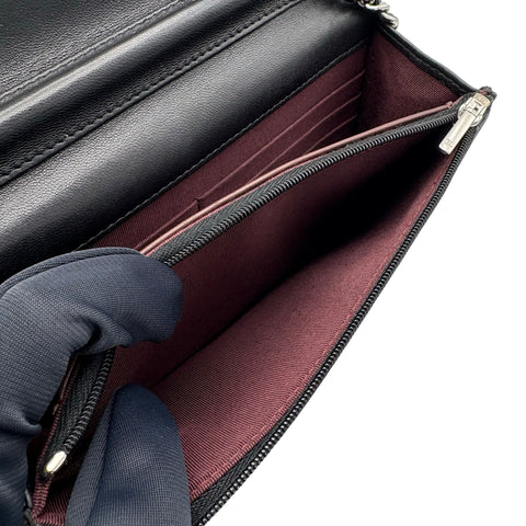 【中古】 CHANEL シャネル CHAIN WALLET チェーンウォレット ショルダーバッグ 31番台(2021年) ブラック キャビアスキン 美品 USED バッグ