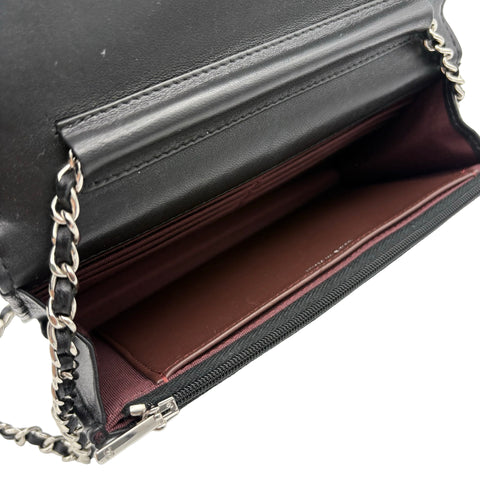 【中古】 CHANEL シャネル CHAIN WALLET チェーンウォレット ショルダーバッグ 31番台(2021年) ブラック キャビアスキン 美品 USED バッグ