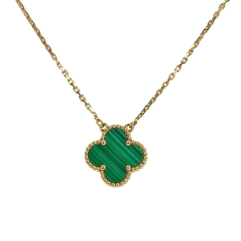 【中古】Van Cleef＆Arpels ヴァンクリーフ＆アーペル K18YG VINTAGE ALHAMBRA NECKLACE ヴィンテージ アルハンブラ ペンダント マラカイト ネックレス 5.3g