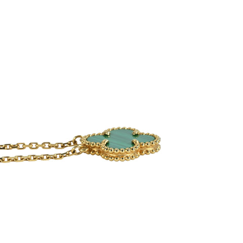 【中古】Van Cleef＆Arpels ヴァンクリーフ＆アーペル K18YG VINTAGE ALHAMBRA NECKLACE ヴィンテージ アルハンブラ ペンダント マラカイト ネックレス 5.3g