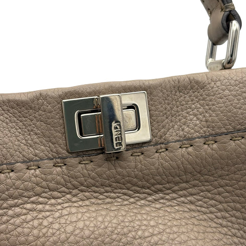 【中古】 FENDI フェンディ Peekaboo Small ピーカブー スモール ショルダーバッグ ハンドバッグ グレー系 レザー×パイソン 中古 USED バッグ
