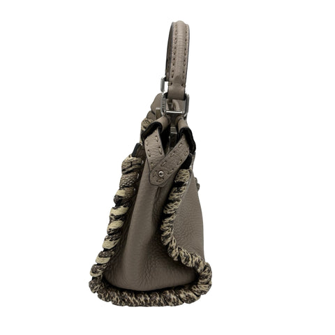 【中古】 FENDI フェンディ Peekaboo Small ピーカブー スモール ショルダーバッグ ハンドバッグ グレー系 レザー×パイソン 中古 USED バッグ