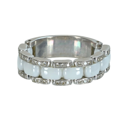 【中古】CHANEL シャネル K18WG/セラミック ウルトラリング ダイヤモンド42p 11.7g