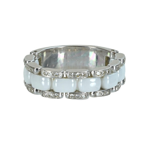 【中古】CHANEL シャネル K18WG/セラミック ウルトラリング ダイヤモンド42p 11.7g