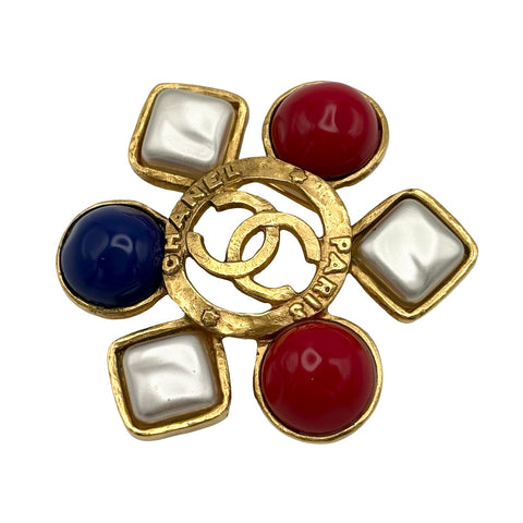 【中古】 CHANEL シャネル BROOCH ブローチ ゴールド GP/フェイクパール 中古