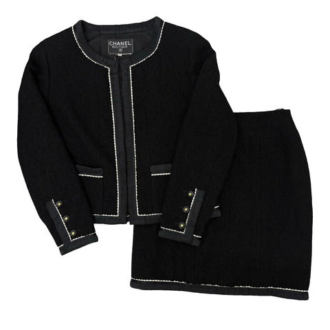 【中古】 CHANEL シャネル COLLARLESS TRIM SET UP セットアップ ジャケット スカート 36 USED 中古 1994年 VINTAGE ITEM ヴィンテージ 洋服