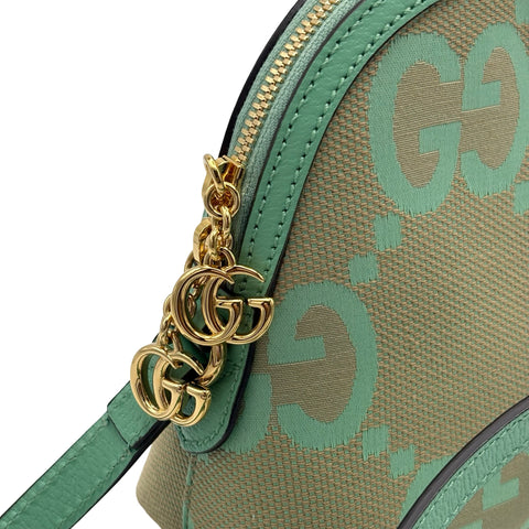 【美品】 GUCCI グッチ JUMBO GG BAG ジャンボ GG ショルダーバッグ グリーン系 キャンバス X レザー 中古 USED バッグ