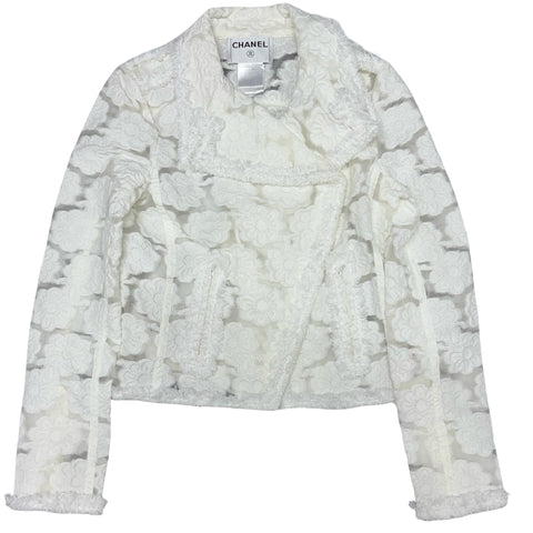 【中古】 CHANEL シャネル CAMELLIA RIDERS JACKET カメリアライダース 40 USED 中古 2009年 CLOTHES 洋服