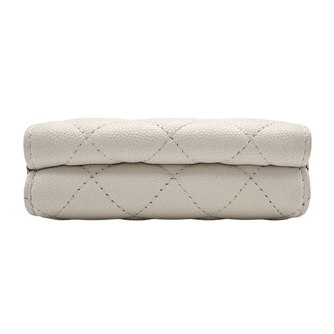 【中古】 CHANEL シャネル COMPACT WALLET コンパクトウォレット 財布 ホワイト キャビアスキン 中古 WHITE CAVIARSKIN