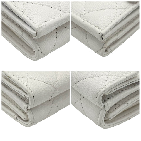 【中古】 CHANEL シャネル COMPACT WALLET コンパクトウォレット 財布 ホワイト キャビアスキン 中古 WHITE CAVIARSKIN