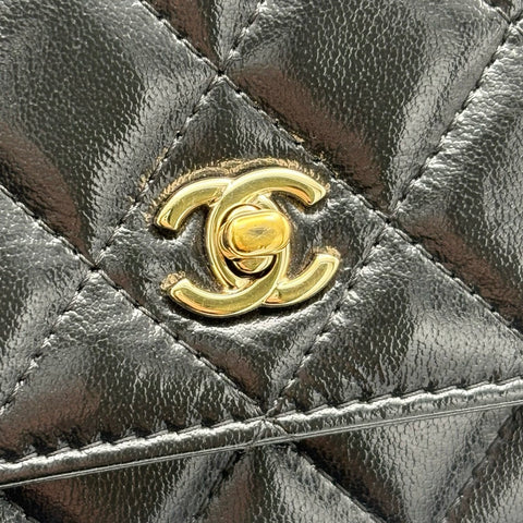 【中古】 CHANEL シャネル PEARL CHARMS WALLET ON CHAIN BAG パールチャームチェーンウォレット チェーンウォレット 27番台(2018~2019年) ブラック カーフスキン 中古 USED バッグ