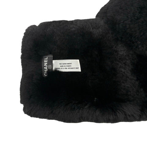 【美品】 CHANEL シャネル MUFFLER マフラー ファー ブラック 100％ラビット 中古 BLACK 100％RABBIT 小物