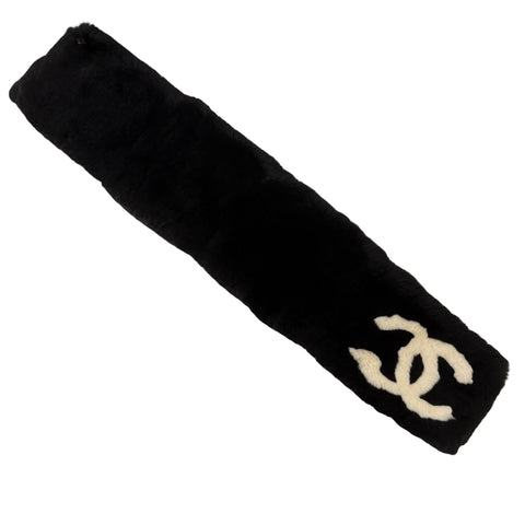 【美品】 CHANEL シャネル MUFFLER マフラー ファー ブラック 100％ラビット 中古 BLACK 100％RABBIT 小物