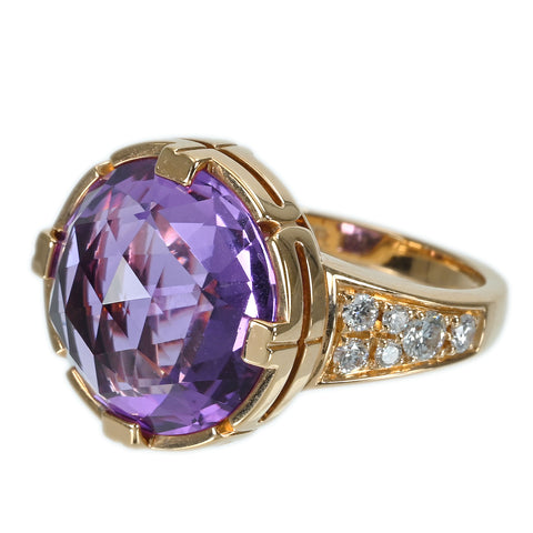 【中古】BVLGARI ブルガリ K18PG AMETHYST RING アメジスト バレンテシ カクテルリング DIA 7.8g #11 ONE PRICE