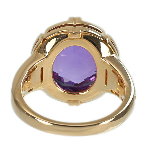 【中古】BVLGARI ブルガリ K18PG AMETHYST RING アメジスト バレンテシ カクテルリング DIA 7.8g #11 ONE PRICE
