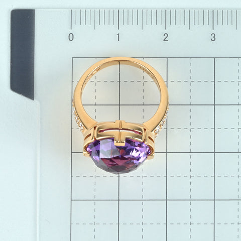 【中古】BVLGARI ブルガリ K18PG AMETHYST RING アメジスト バレンテシ カクテルリング DIA 7.8g #11 ONE PRICE