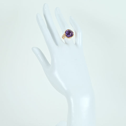 【中古】BVLGARI ブルガリ K18PG AMETHYST RING アメジスト バレンテシ カクテルリング DIA 7.8g #11 ONE PRICE