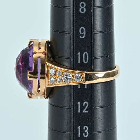 【中古】BVLGARI ブルガリ K18PG AMETHYST RING アメジスト バレンテシ カクテルリング DIA 7.8g #11 ONE PRICE