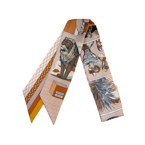 【新品未使用】 Hermes エルメス 《グラン・テアトル・ヌーヴォー》 ツイリー プードル/オランジュ・キュイ／キャラメル シルク100％ 新品未使用