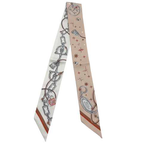 【新品未使用】 Hermes エルメス 《セ・ラ・フェット》 ツイリー ベージュ・ロゼ / キャラメル / 白 シルク100％ 新品未使用